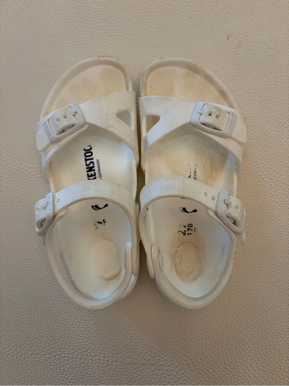 Birkenstock Kids White Adjustable Strap Sandals- size 27/ toddler 9